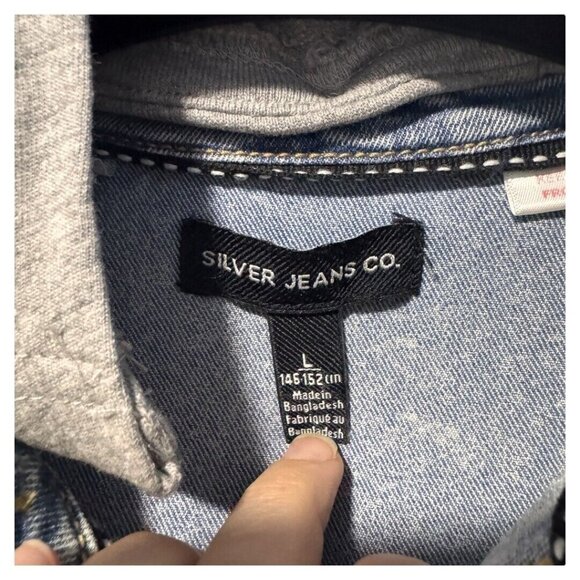 Silver jeans Men's Hooded Denim Jacket/shirt with removable cotton hood Size L - Picture 3 of 7